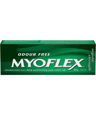 Myoflex Pain Relief Rub | Odourless | Provides Deep Penetrating Relief of Muscle Soreness & Joint Pain | Menthol Free | Stain Free | Non-Greasy | Great For Ages 2+ | 100 grams (Regular Strength) - Buy Online on GoSupps.com
