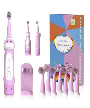 CHAIN PEAK Dinosaur Toothbrush Kids Sonic Electric Toothbrush for Children Toddlers Boys Girls Age 3-12 with 30s Reminder 2 Mins Timer 5 Modes 8 Brush Heads Rechargeable Wall-Mounted Holder 8680 Pink+ 8 Heads+ Holder - Buy Online on GoSupps.com