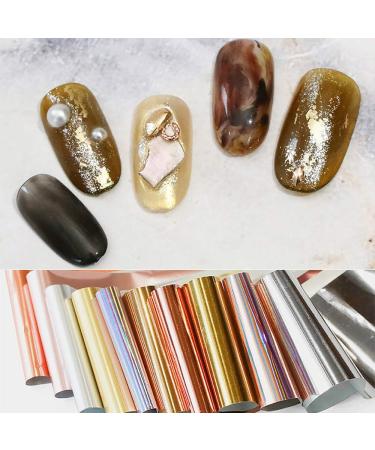 EBANKU 10 Rolls Metallic Color Holographic Nail Foil Transfer Sticker Nail Foil Adhesive Sticker Nail Art Tips Warps Shining DIY Stickers Nail Decorations for Nail Art Decoration DIY and Salon - Buy Online on GoSupps.com