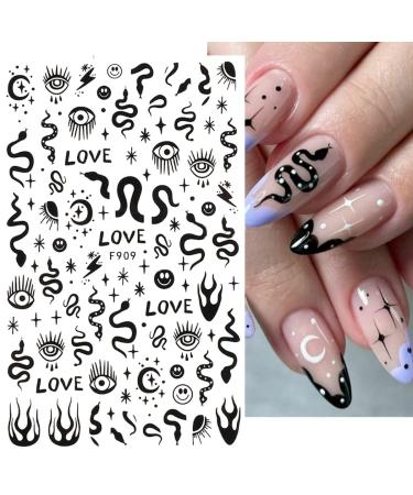 Black Skull Goth Nail Art Stickers - 3D Horror Butterfly Flame Moon Stars Rose Decals - Manicure Decoration Supplies - Buy Online on GoSupps.com