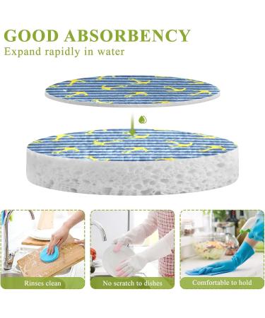 3-Pack Cleaning Kitchen Sponges Oval Anchor Blue Stripes Kitchen Cellulose Dishwashing Wood Pulp Cotton - Buy Online on GoSupps.com