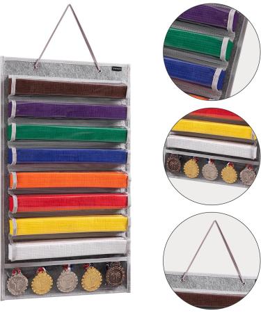 JEWERADO Karate Martial Arts Taekwondo Belt Display Holder Wall Hanging for 8 Belts  Hold 5 Medals Grey - Buy Online on GoSupps.com