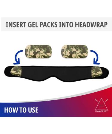 Hawwwy Head Wrap Pain Reliever with Hot Cold Gel Packs - Ideal for Tooth Pain, TMJ Relief, Headaches - Heating Pad Ice Pack - Camo Design - Buy Online on GoSupps.com