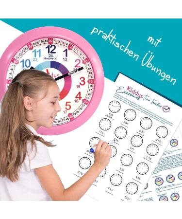 Kiddus Analog Wall Clock for Kids - Easy Time Learning with Exercises | Blue 21cm - Perfect for Boys & Girls - Buy Online on GoSupps.com