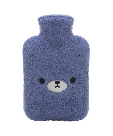 Samply hot water bottle with a cozy soft cover large 2 liters animal to relieve pain in the stomach hind legs gifts for family and friends children (dark blue bear) - Buy Online on GoSupps.com