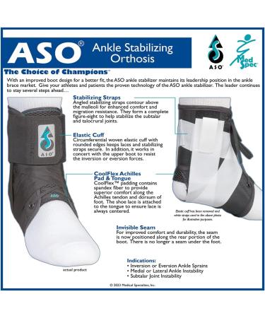 Med Spec Aso Ankle Stabilizer - Black 3XL | Best Ankle Support for Superior Stability - International Shipping Available - Buy Online on GoSupps.com