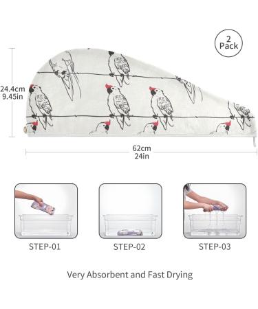 Parrot Birds Hair Towel 2 Pack | Super Absorbent Quick Dry Hair Turbans for Women & Girls - Buy Online on GoSupps.com