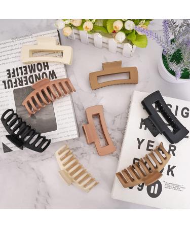 LARGE Hair Claw Clips 8 Pack - 90's Vintage Big Jaw Clips for Women & Girls - Strong Hold for Thick & Thin Hair - Cream, Light Pink, Dark Brown, Black - Buy Online on GoSupps.com