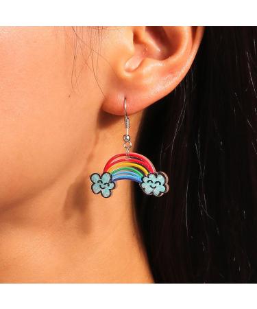 Feylie Acrylic Trailer Earrings for Women - Colorful Cartoon Fashion Ornaments for Everyday & Casual Dates - Rainbow & Stars Design - Buy Online on GoSupps.com