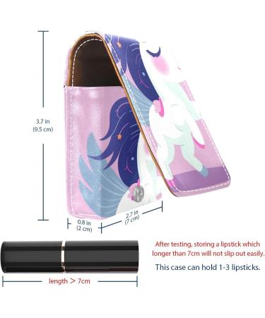 Shop Stylish Cartoon Cloud Rainbow Unicorn Lipstick Case - Mini Leather Lip Gloss Organizer with Mirror for International Shipping - Buy Online on GoSupps.com