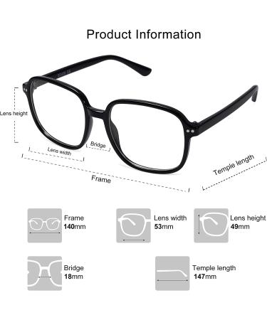 Sojos Oversized Square Blue Light Blocking Glasses for Women - TR90 Frame - SJ5081 C1 Black Frame - Buy Online on GoSupps.com