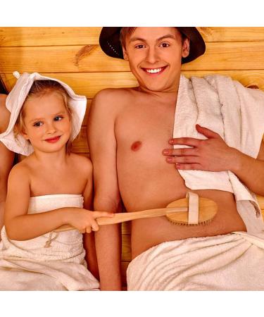 MCUILEE Wooden Bath Brush Set - Soft Bristle Body Massager with Long Handle for Shower & Back (2 Pack) - Ideal for Smooth Skin & Relaxation - Buy Online on GoSupps.com