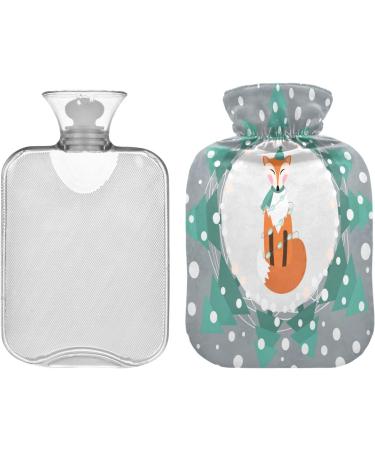 Christmas Happy Red Fox Hot Water Bottle - 2 Litre Fleece Cover for Hot & Cold Compresses | International Shipping - Buy Online on GoSupps.com