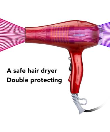 Professional Hair Dryer 1800w Low Noise Fast Drying Stylish Portable Adjustable Settings for Customized Experience (Chinese Red) US Plug 110V Chinese Red - Buy Online on GoSupps.com