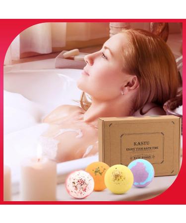 KASTU Bath Bombs 6 Pack Gift Set - Vanilla Menthol Rose Extract - Essential Oils - Moisturizing Fizzy Spa - Relaxation & Stress Relief - Bubble Bath Bomb for Men & Women - Buy Online on GoSupps.com