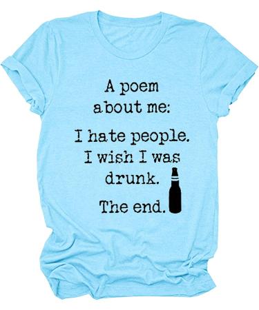 Womens Short Sleeve Sky Blue T-Shirt - Casual Crew Neck Solid Round Tee - Funny Offensive Adult Humor - Size Medium - Buy Online on GoSupps.com