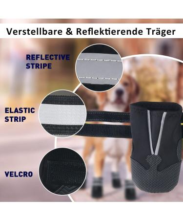 Reestboo Dog Shoes - Waterproof Anti-Slip Paw Protection Boots for Small Dogs | Reflective Straps & Velcro Fasteners | Ideal for Snow & Rain (Black Size S) - Buy Online on GoSupps.com