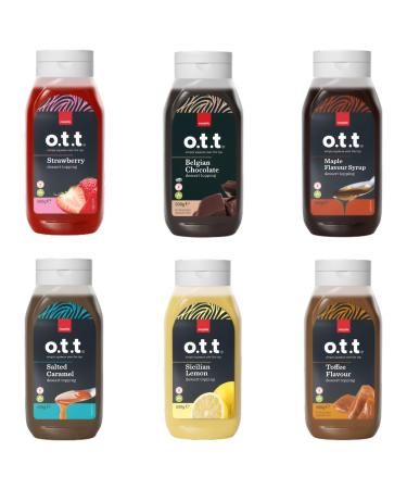 Macphie OTT Topping Sauces Pick N Mix- Choose From 5+ Flavours |Belgium Chocolate Salted Caramel Strawberry Dessert Toffee Flavour Maple Flavour Sicillian Lemon- Pack of 2 x 500g 500 g (Pack of 2)
