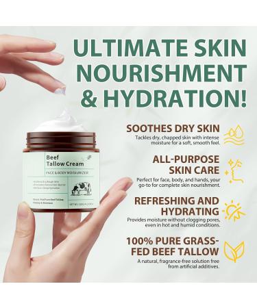Beef Tallow for Skin Whipped Tallow and Honey Balm with Grass-Fed Beef Tallow Organic Daily Tallow Face Moisturizer & Body Balm Deep Nourishment for Sensitive Skin - 4.2 Oz - Buy Online on GoSupps.com