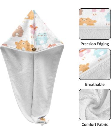 Cute Bear Dry Hair Cap - 2 Piece Quick Drying Towel Set & Button Headband | Super Absorbent Soft & Comfortable | Perfect for All Hair Types - Shop Now - Buy Online on GoSupps.com