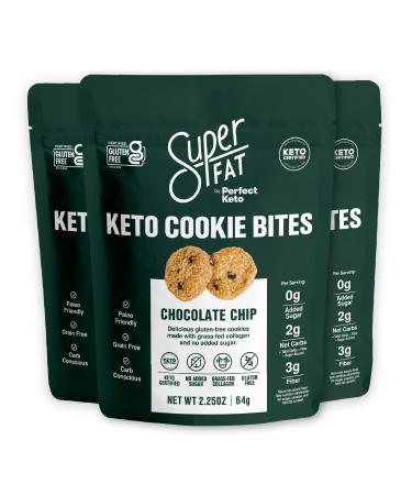 SuperFat Cookies Keto Snack Low Carb Food Cookies- Chocolate Chip 3 Pack - Gluten Free Dessert Sweets with No Sugar Added for Paleo Healthy Diabetic Diets Chocolate Chip 2.25 Ounce (Pack of 3)