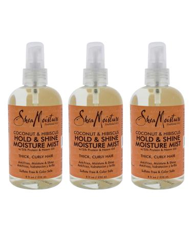 Shea Moisture Coconut&Hibiscus Hold And Shine Mist 8 Ounce (235ml) (Pack of 3)