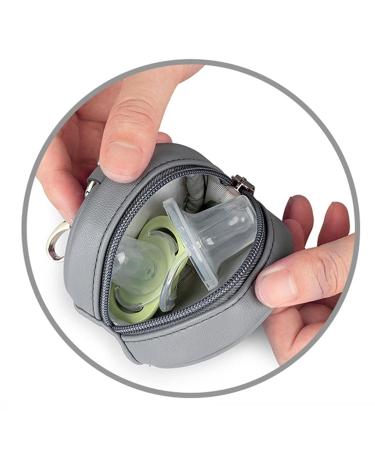 Harayaa Pacifier Holder with Clip & Bag | Gray Pacifier Pendant for Strollers & Diaper Bags | Store 2 Pacifiers - Buy Online on GoSupps.com