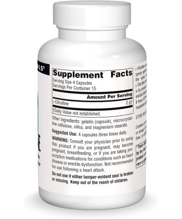 Source Naturals L-Citrulline 500mg Capsules - Exercise Recovery, Energy & Detox - Buy Online on GoSupps.com