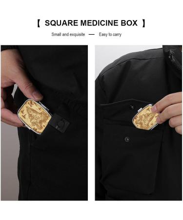 Vintage Treasure Map Pill Box - 2 Compartment Decorative Metal Pill Organizer for Travel | Portable Medicine Case for Pocket & Purse - Buy Online on GoSupps.com