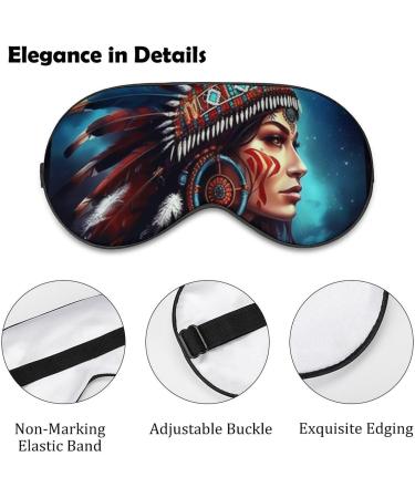 Sleep Eye Masks Lady in an Indian Headdress Sleep Eye Mask & Blindfold with Elastic Strap/Headband for Women Men Sleep Travel Nap - Buy Online on GoSupps.com