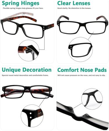 Eyekepper 5-Pack Classic Spring Hinge Reading Glasses - Leopard Temple & Transparent Lens - Stylish Sun Reading Glasses (0.0 Diopter) - Buy Online on GoSupps.com