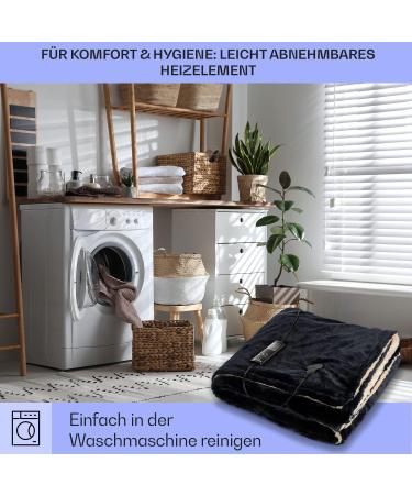Klarstein Thermal Blanket 120W | Energy-Saving Electric Blanket for Bed Sofa & Camping | Automatic Switch-Off | Large 200x180 cm & 180x130 cm | Cuddly Beige-Dark Blue - Buy Online on GoSupps.com