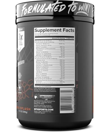 EFX Sports Aminozorb Elite 21 | PH-Correct, Full Spectrum Aminos + Glutamine | Essential & Non Essential Aminos | Zero Sugars | 30 Servings (Orange Splash) - Buy Online on GoSupps.com