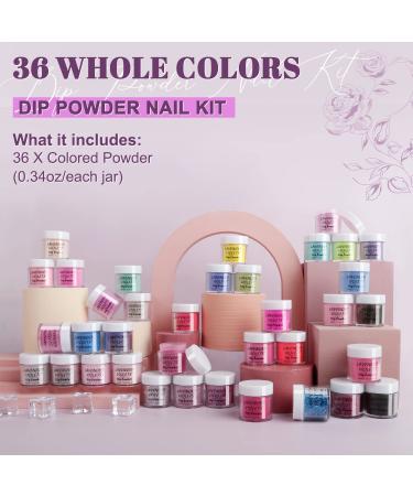 Lavender Violets 36 Color Quick Drying Dip Powder Nail Set - Glitter, Nude, Red, Pink, Yellow, Green - Fast Dry Dip Powder Nail Kit for Home Salon Manicure - Buy Online on GoSupps.com