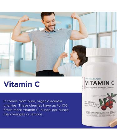 OPTIVIDA Vitamin C with Organic Acerola Cherry Extract - Vegan Immune Support Supplement - Buy Online on GoSupps.com