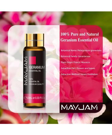 Mayjam Geranium Essential Oil 10ML - Aromatherapy for Diffuser and Humidifier - DIY Home Fragrance - 10.00 ml (Pack of 1) - Buy Online on GoSupps.com