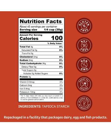 Judees Tapioca Starch 3 lb - Non-GMO, Gluten-Free & Nut-Free for Baking, Cooking & Boba - USA Packaged - 3lb (1 Pack) - Buy Online on GoSupps.com