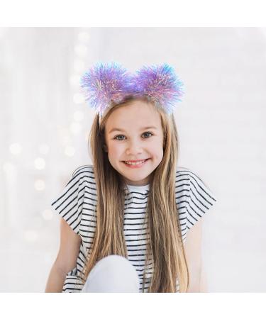 minkissy Foil Strips Pom Pom Headband Tinsel Pompom Ball Head Bopper Fluffy Ball Hair Loop Cosplay Hair Accessories for Christmass New Year Birthday Party Favors Purple - Buy Online on GoSupps.com