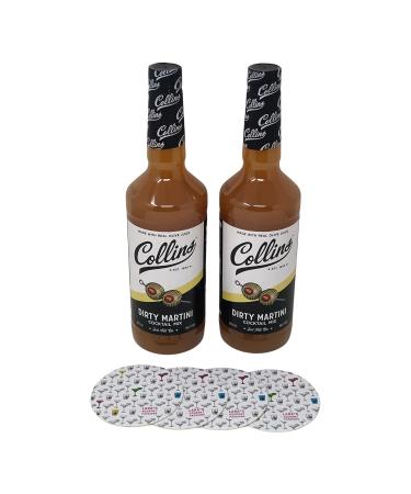Lara's Gourmet Passions Collins Dirty Martini Cocktail Mix - 2 Pack (32 fl oz each) with Free 4-Count Coasters - Buy Online on GoSupps.com