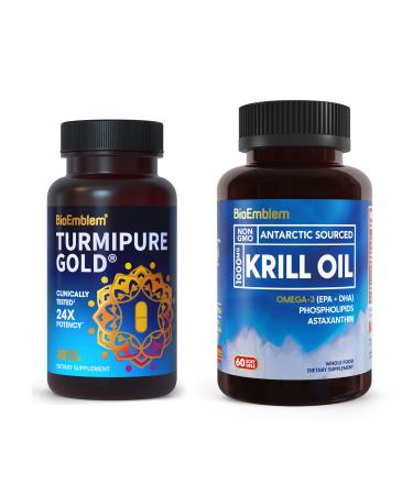 BioEmblem Antarctic Krill Oil Supplement Turmeric Curcumin with Clinically Studied TurmiPure
