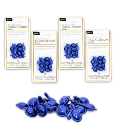 Concentrated Retinol Facial Serum Capsules - Bulk Set of 40 Capsules with Anti-Aging Deep Hydration Brightnening Serum to Reduce Wrinkles Acne Scars & Dark Spots | Retinol Skincare