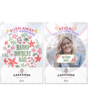 Cakeshop Mothers Day Burn Away Edible Cake Edible Topper Pack | 1 x Icing sheet & 1 x Wafer Sheet | Personalise With Your Custom Image & Text for Mothers Day | Multiple Shapes & Sizes to Choose Prime - Buy Online on GoSupps.com
