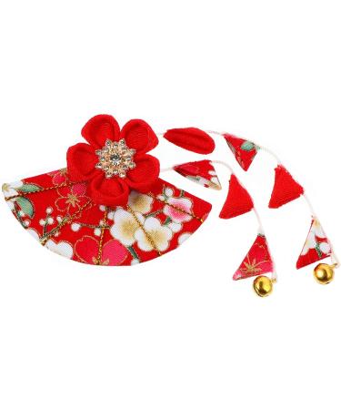 Japanese Hair Clip for Women | Kimono Tassel Hairpin & Tsumami Flower Scrunchie - Red Rot | International Shipping Available - Buy Online on GoSupps.com