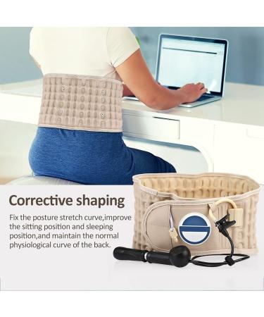 FoRes Lumbar Traction Belt - Inflatable Waist Decompression Device for Lower Back Pain Relief | Adjustable Nylon Buckle & Hand Pump | Beige - Buy Online on GoSupps.com