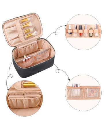 OCHEAL Portable Makeup Bag Organizer for Women - Large Capacity Cosmetic Travel Case with Handle and Divider - Black - Buy Online on GoSupps.com