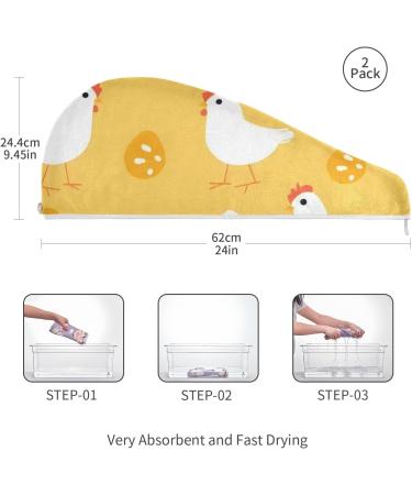 Super Absorbent White Rooster Eggs Hair Towel 2 Pack - Quick Drying Turbans for Women & Girls | Perfect Hair Drying Solution - Buy Online on GoSupps.com