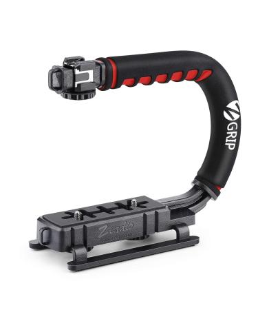 Zeadio Video Action Stabilizing Handle Grip Handheld Stabilizer with Hot-Shoe Mount for Canon Nikon Sony Panasonic Pentax Olympus DSLR Camera Camcorder Standard Version