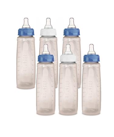 First Essentials by NUK Baby Bottle  Medium Flow  Blue and White  6 Count (Pack of 1) Blue/White