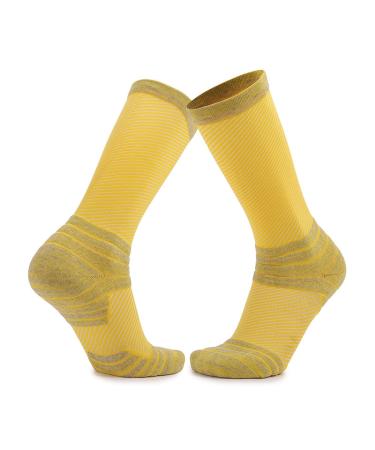 Docen Outdoor Sports Running Compression Socks Yellow-3 Pairs One Size_ Blood Leader Trumpbs for Men and Women About the knees Unity size yellow-3 pairs