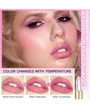 Buy 2Pcs Color Changing Glimmer Crystal Jelly Lipstick - Long Lasting Moisturizing Chapstick for Hydration & Plump Pink Shimmer - Buy Online on GoSupps.com